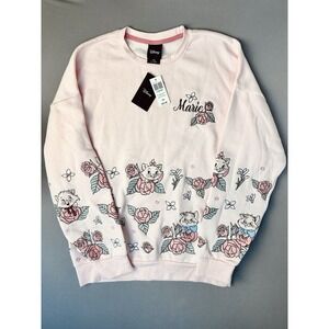 Disney Aristocats Marie Women's S Floral Embroidered Sweatshirt NEW With‎ Tags